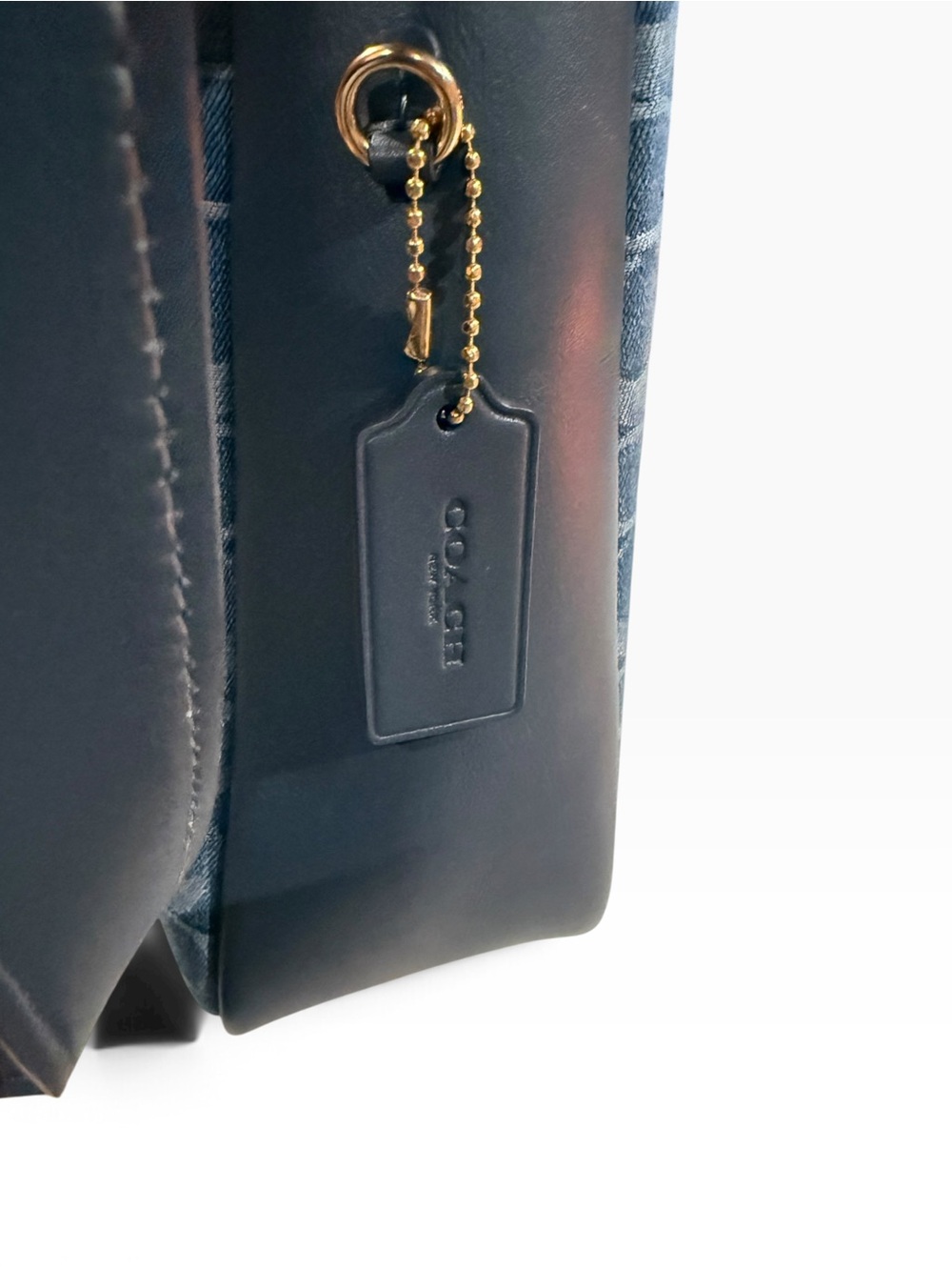 ❌sold❌Coach Hadley Signature Denim Convertible Crossbody Bag Blue Gold 2025 - Picture 6 of 12